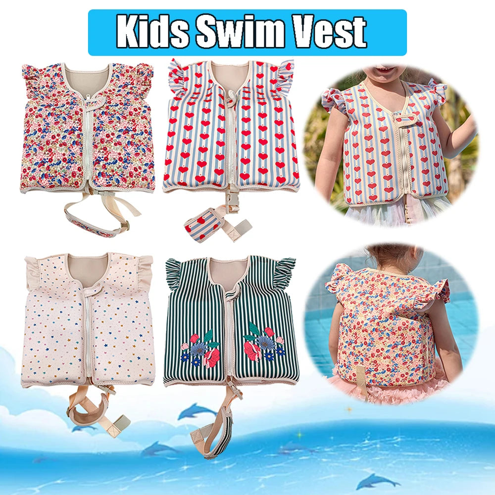 Kids Life Vest Toddlers Swim Vest Cartoon Swimsuit Children Swimming Aid Buoyancy Floatation Jackets Swimming Pool Accessories