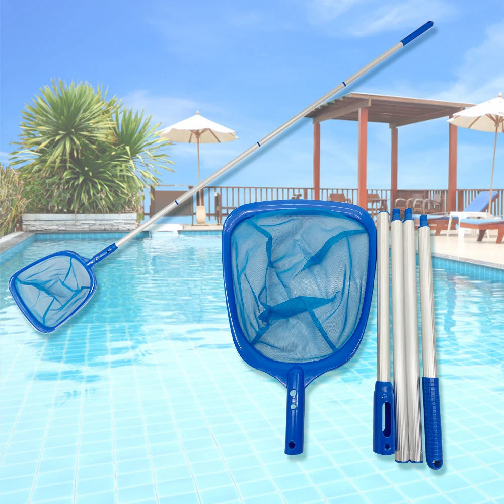 Fish Pond Skimmer Net Telescopic Swimming Pool Net Leaf Skimmer Detachable Lightweight Multifunctional Debris Tools Accessories