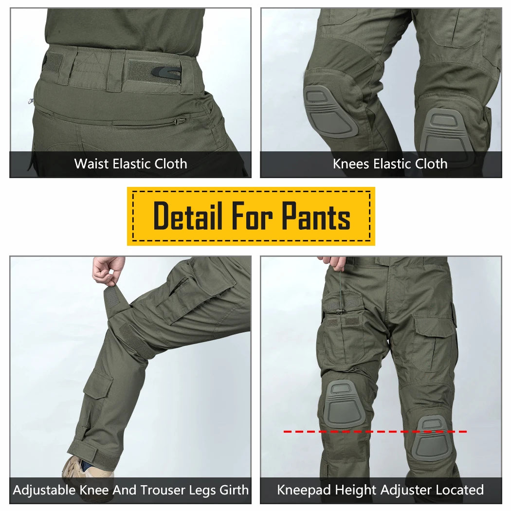 IDOGEAR Tactical Uniform BDU G3 Combat Shirt & Pants Knee Pads Update Ver Camo Combat Uniform 3004