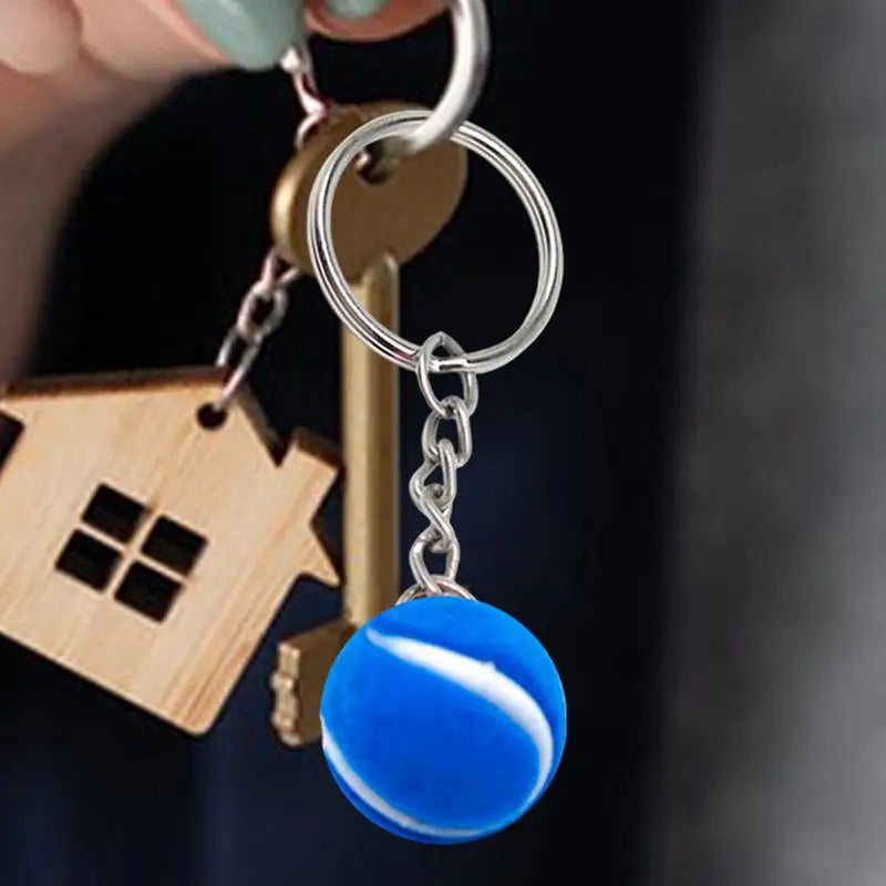 7 Color Key Chain Tennis Ball Metal Keychain Car Key Ring Sports Chain Sliver Color Mini Tennis Racket Backpack Pendant Gifts