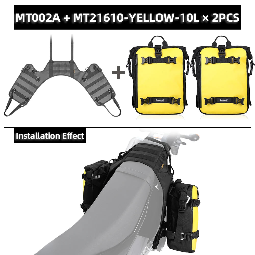 Rhinowalk Motorcycle Side Bag With Base Waterproof 6L/8L/10L/15L Motor Rear Seat Bag Rack Motocross Storage Backpack