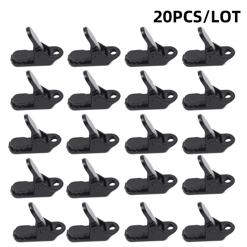 10Pcs/Lot Travel Outdoor Camping Plastic Double Hole Tent Rope Adjustable Buckle Curtain Alligator Clip Purse Tent Accessories