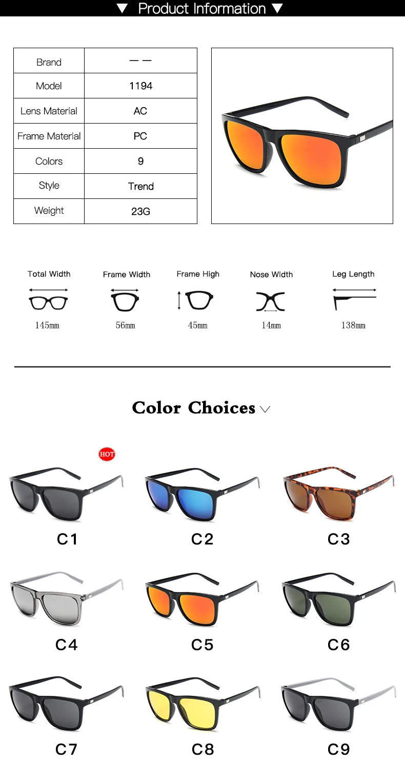 Men's Polarized Sunglasses Luxury Driving Sun Glasses For Men Classic Male Eyewear Sun Goggles Travel Fishing Sunglasses UV400