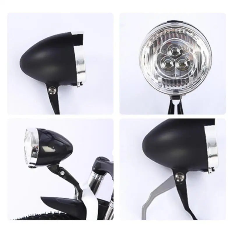 Bicycle Headlight 3 LED Vintage Ultra Bright Flashlight Light Lamp Bike Front Light Safe Abs Plastic Shell Retro Led Lamp