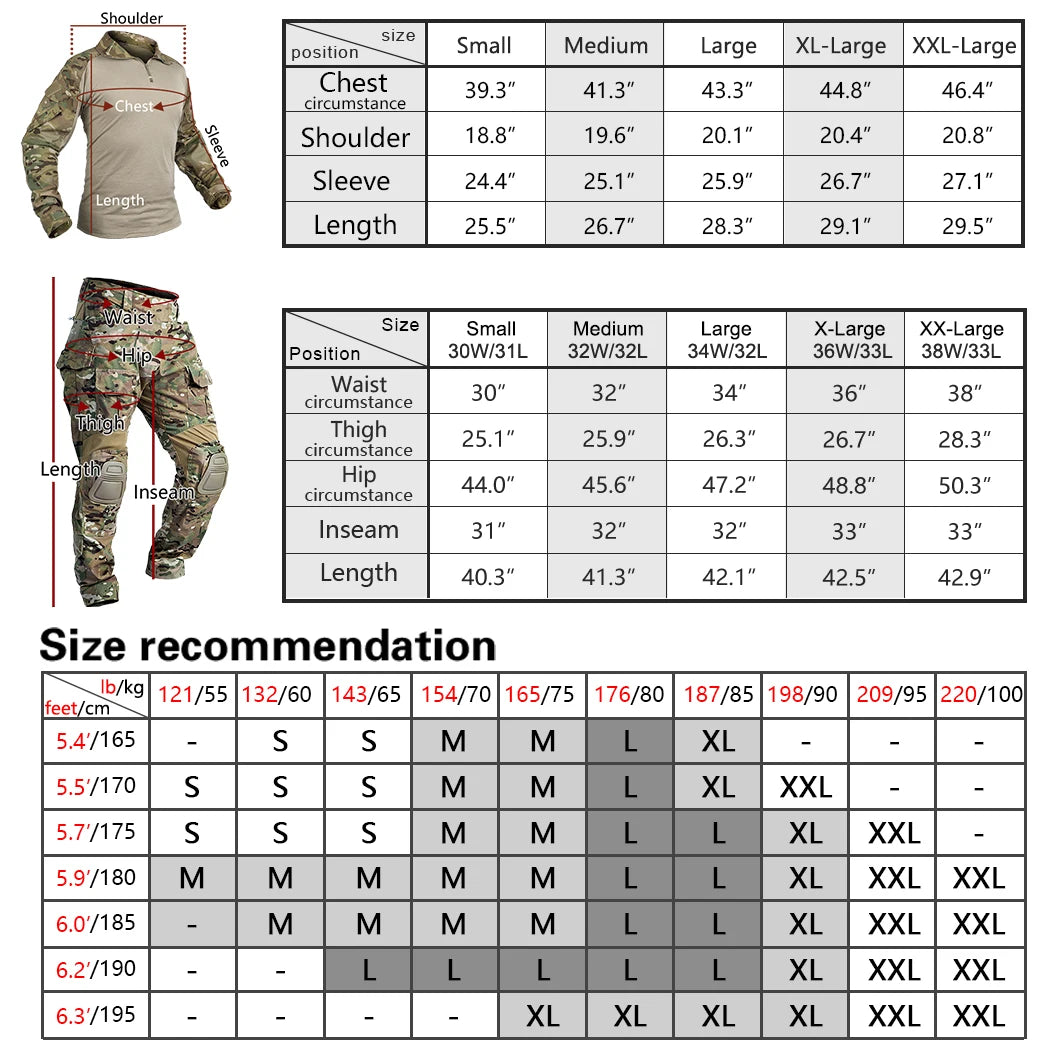 IDOGEAR Tactical Uniform BDU G3 Combat Shirt & Pants Knee Pads Update Ver Camo Combat Uniform 3004