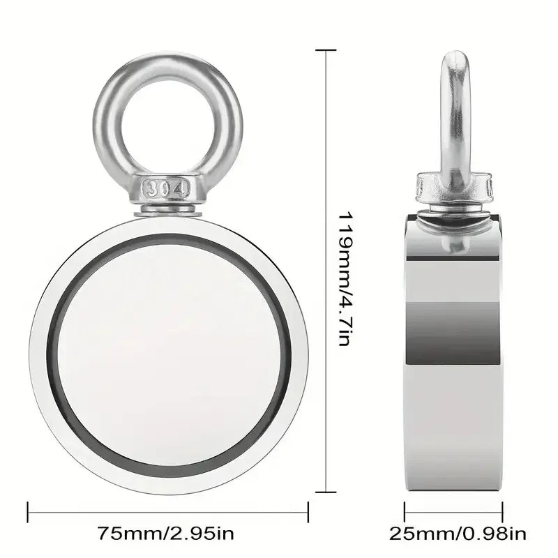 Grtard Fishing Magnet Kit with 1000LBS(453kg) Excellent Magnet, Double Sided Neodymium Magnet Fishing Kit with 20m (65 Foot) Dur