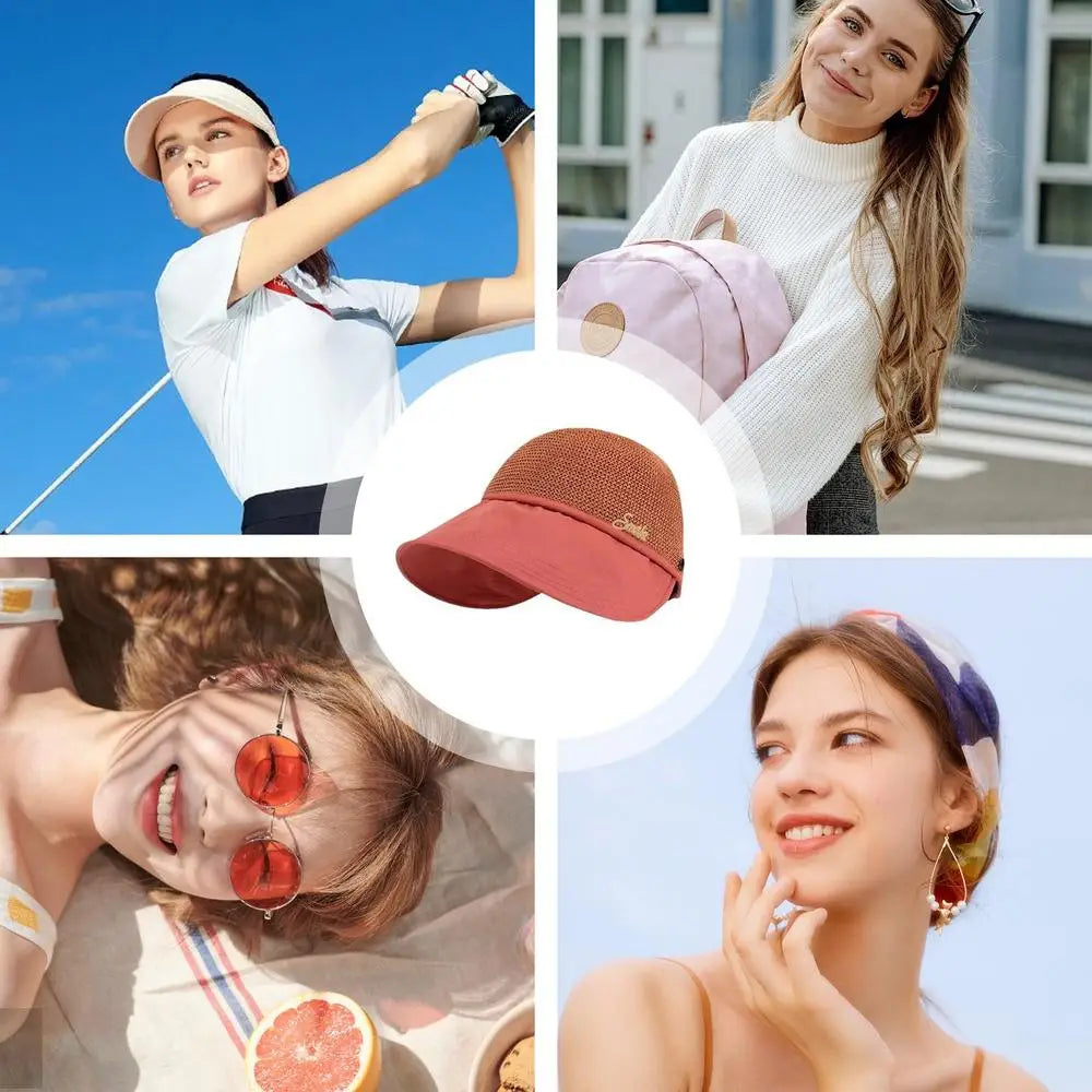 Sun Visor Hats For Women Sun Straw Hat With UV Protection Wide Brim Enlarged Rounded Edge For Women Girlfriend