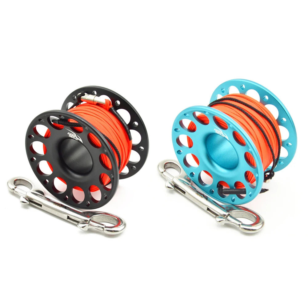 Scuba Diving Spool Finger Reel with Steel Double Ended Hook Under Water Fishing Cave Dive Fishing Accessories