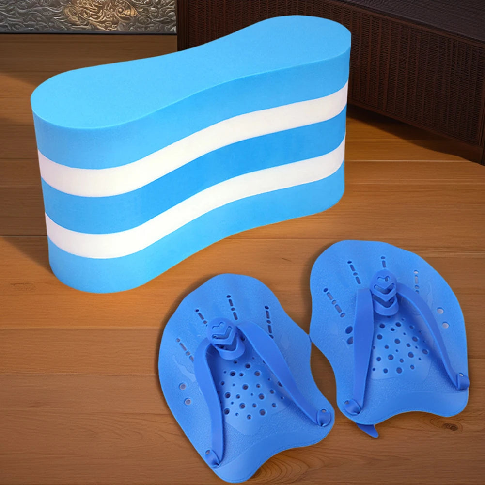 Swim Training Pull Buoy Adjustable Strap Hand Paddles with Mesh Bag Swim Training Equipment 5-Layer Pull Buoy for Adults