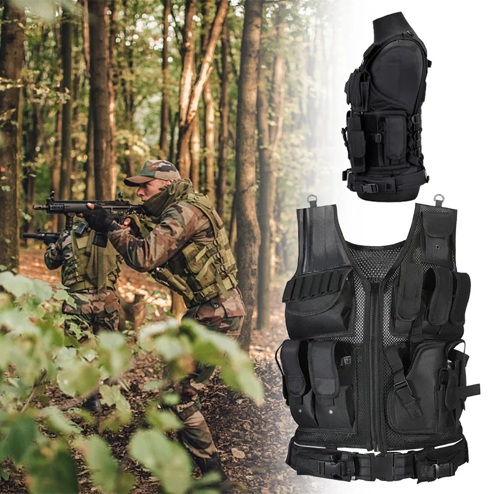 Nylon Molle Vest Adjustable Combat Body Armor Vests Multi-Pocket Airsoft Vest Hunting Outdoor CS Game Airsoft Training Jacket