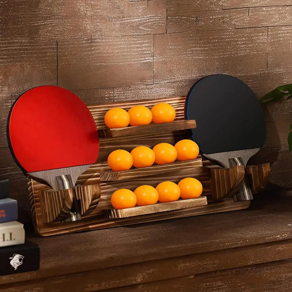 Table Tennis Paddle Holder Large Capacity Wooden Table Tennis Paddle Display Holder Storage Organizer Racket Mount storage Rack