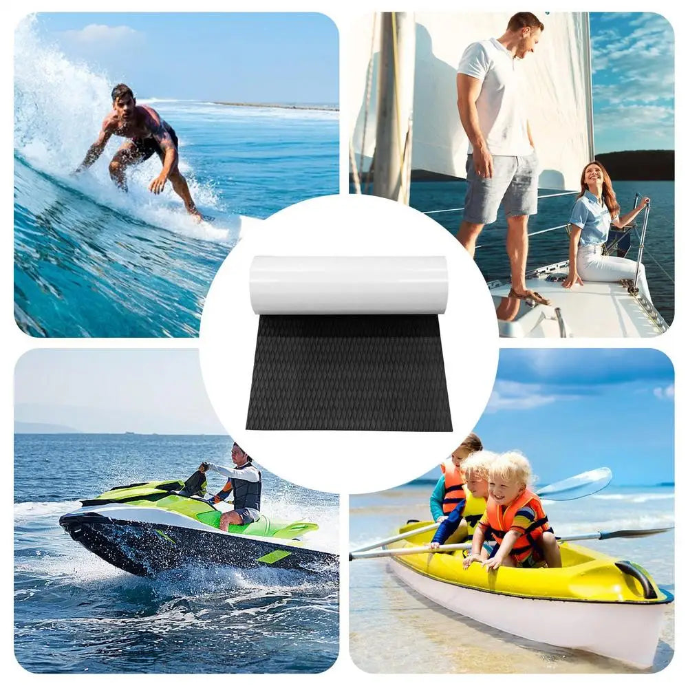 Surf Traction Pad Deck Grip Mat EVA Foam Boat Deck Mat Self-Adhesive Trimmable Sheet Anti Skid Watercraft Water Sport Flooring