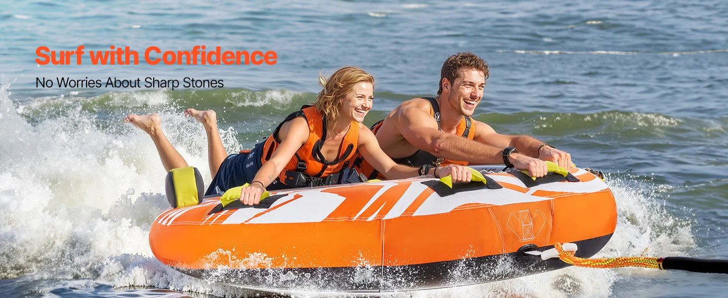 SucceBuy 1-2Riders Towable Tubes for Boating Inflatable Towable Tube for Boat to Pull 340lbs Boat Tubes with Fin for Water Sport