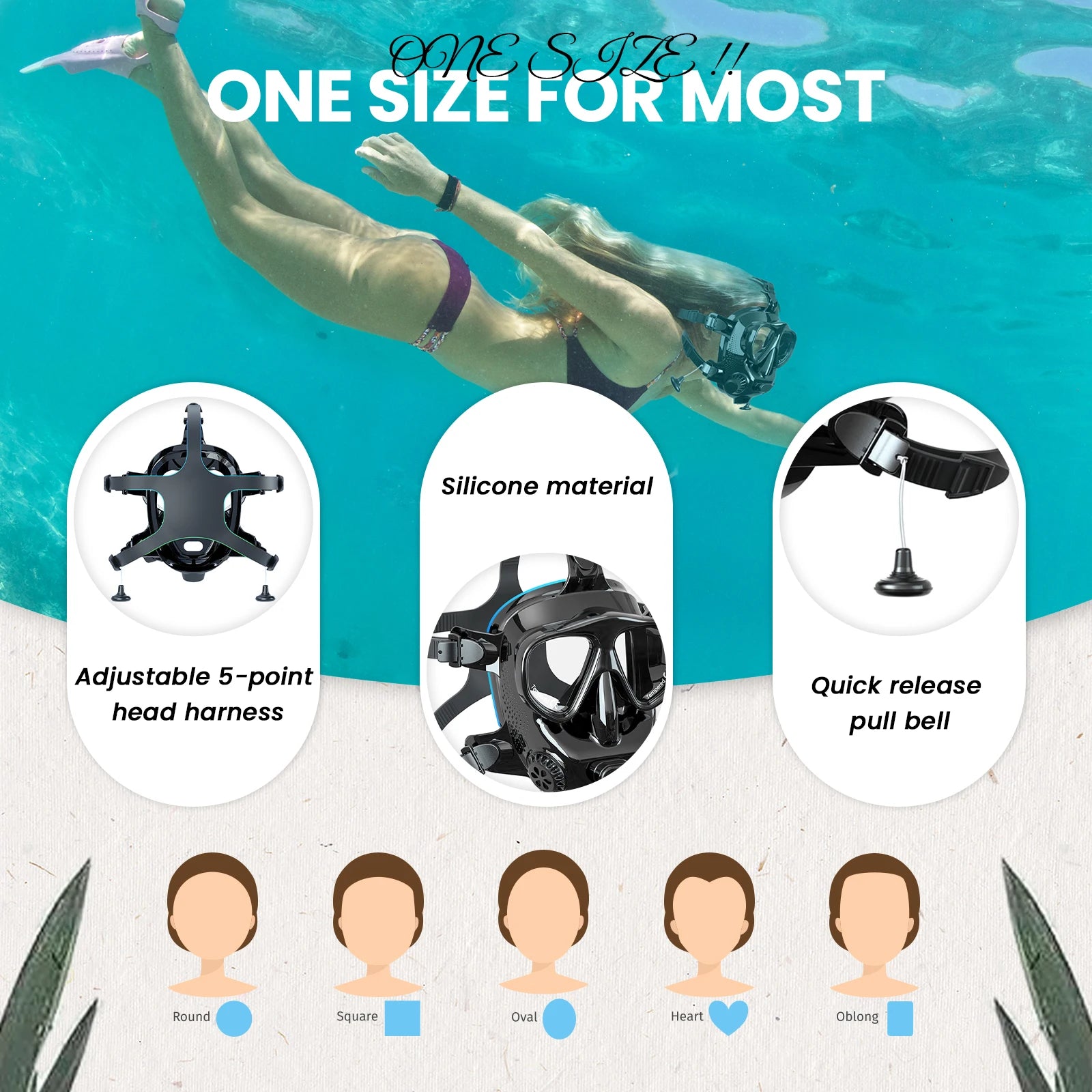 TUDIVING-Full Face Diving Mask with Camera Mount,Full Face Snorkel Mask for Adults Compatiable 1L/2L Scuba Diving Tank