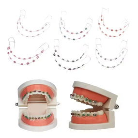 1 Pair Colorful Temporary Tooth Decoration With Metal Wires Metal Bracket Handmade DIY For Labubu Steel Teeth Dental Decorations