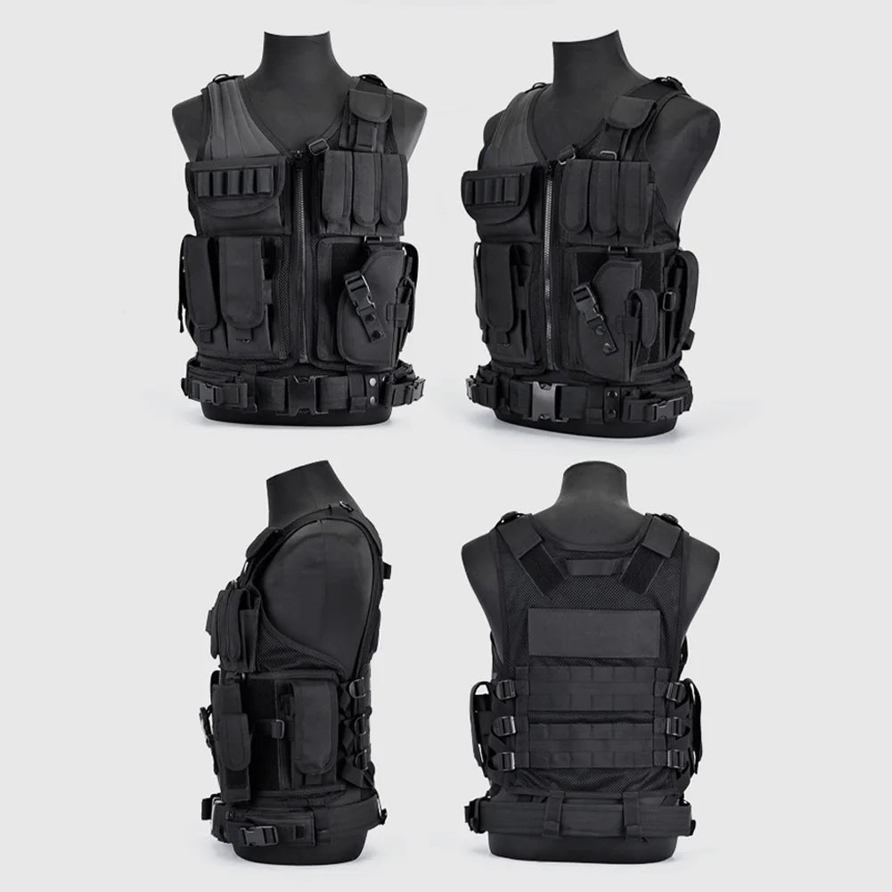 Nylon Molle Vest Adjustable Combat Body Armor Vests Multi-Pocket Airsoft Vest Hunting Outdoor CS Game Airsoft Training Jacket