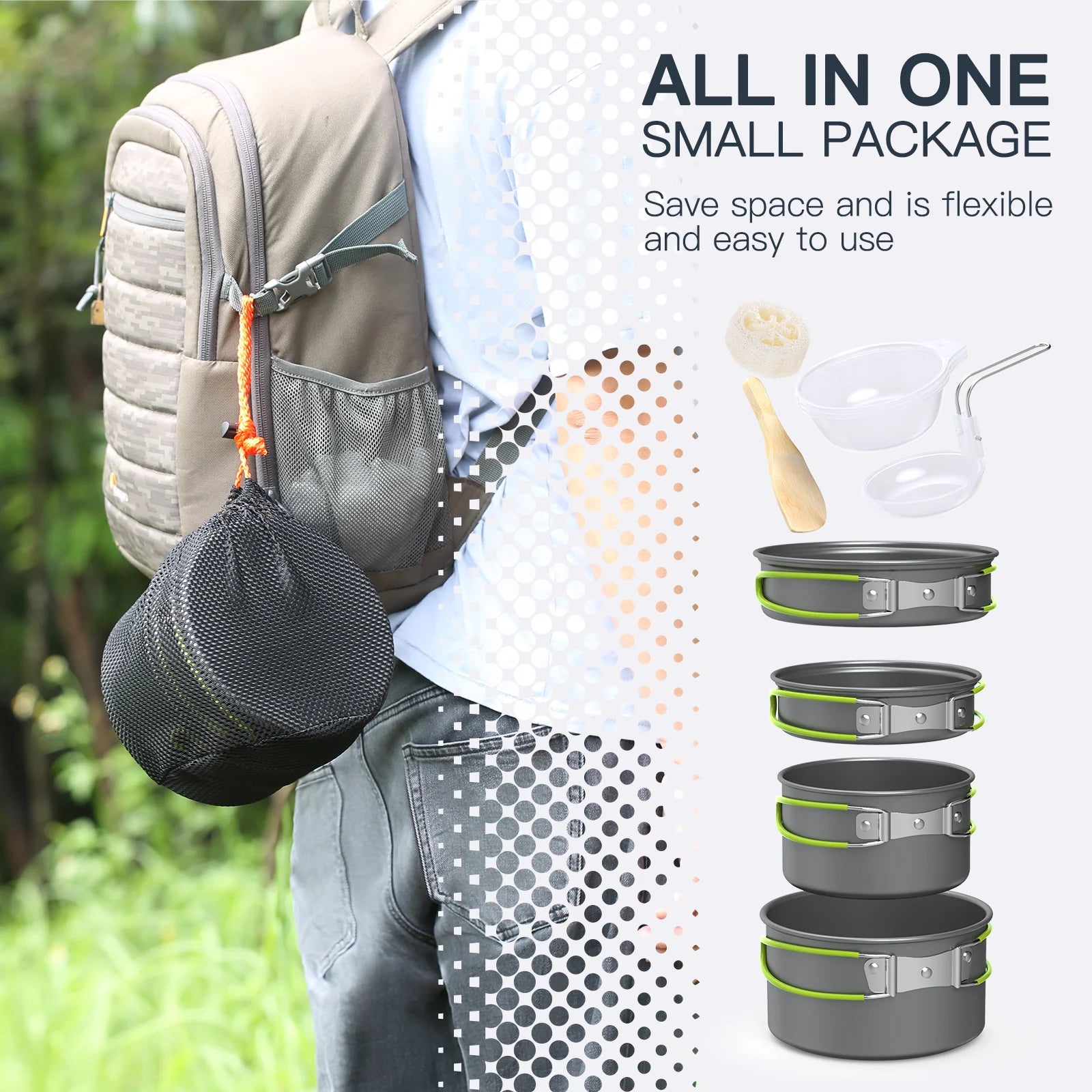 Outdoor Tableware Camping Cookware 2-3 People Multifunctional Aluminum Oxide Cooking Tool Set Portable Stove Dinnerware