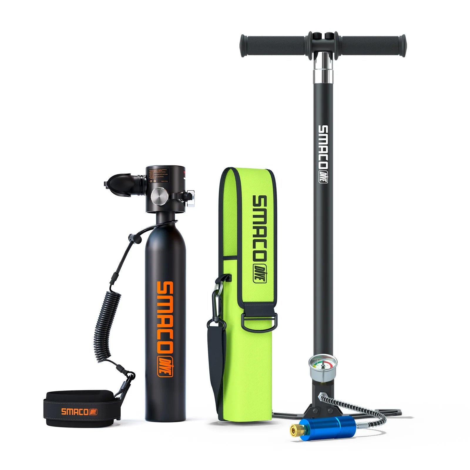 SMACO S300 Plus Mini Scuba Tank 0.5L Portable Mini Diving Tank Reusable Pony Bottle up to 10 Minutes Dive Time Backup Diving Air