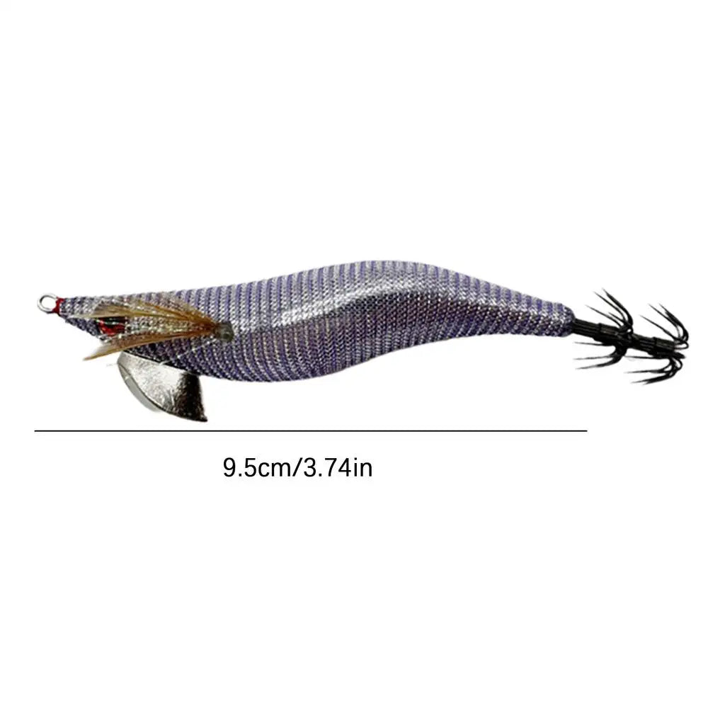 Wooden Shrimp Squid Hook Fluorescent Artificial Fishing Baits Realistic Simulation Fish Luring Tools For Sea Freshwater