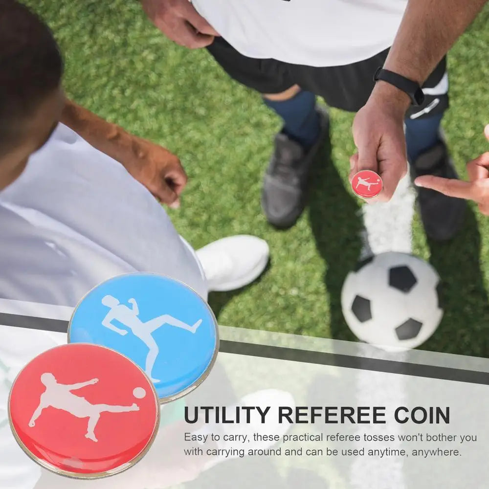 1pc Referee Side Toss Coin Double Face Sports Football Pattern Soccer Volleyball FlipCoin Souvenirs Soccer Referee Coin
