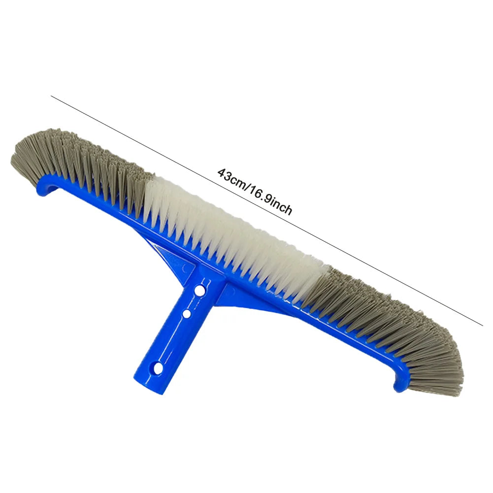 17 Inch Swimming Pool Scrub Brushes with EZ Clip Heavy Duty Pool Brush Head for Cleaning Inground Pool Tiles Walls Floor Steps