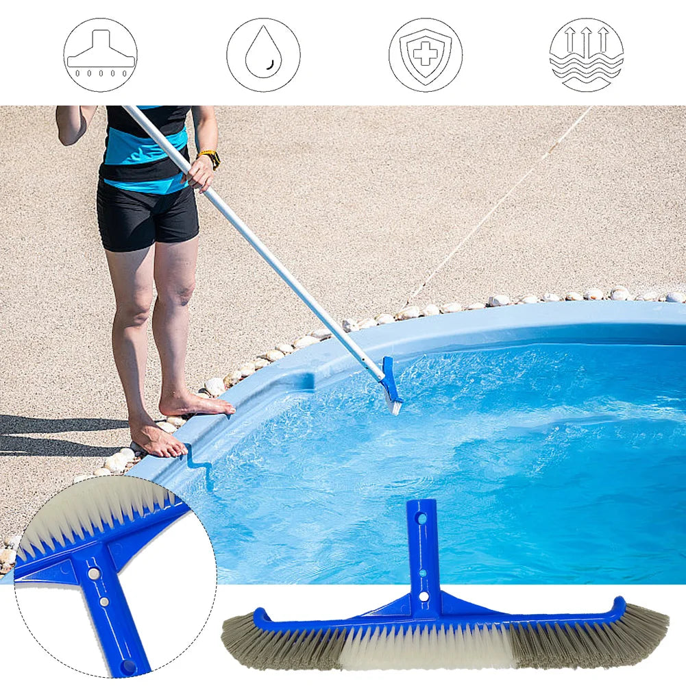 17 Inch Swimming Pool Scrub Brushes with EZ Clip Heavy Duty Pool Brush Head for Cleaning Inground Pool Tiles Walls Floor Steps