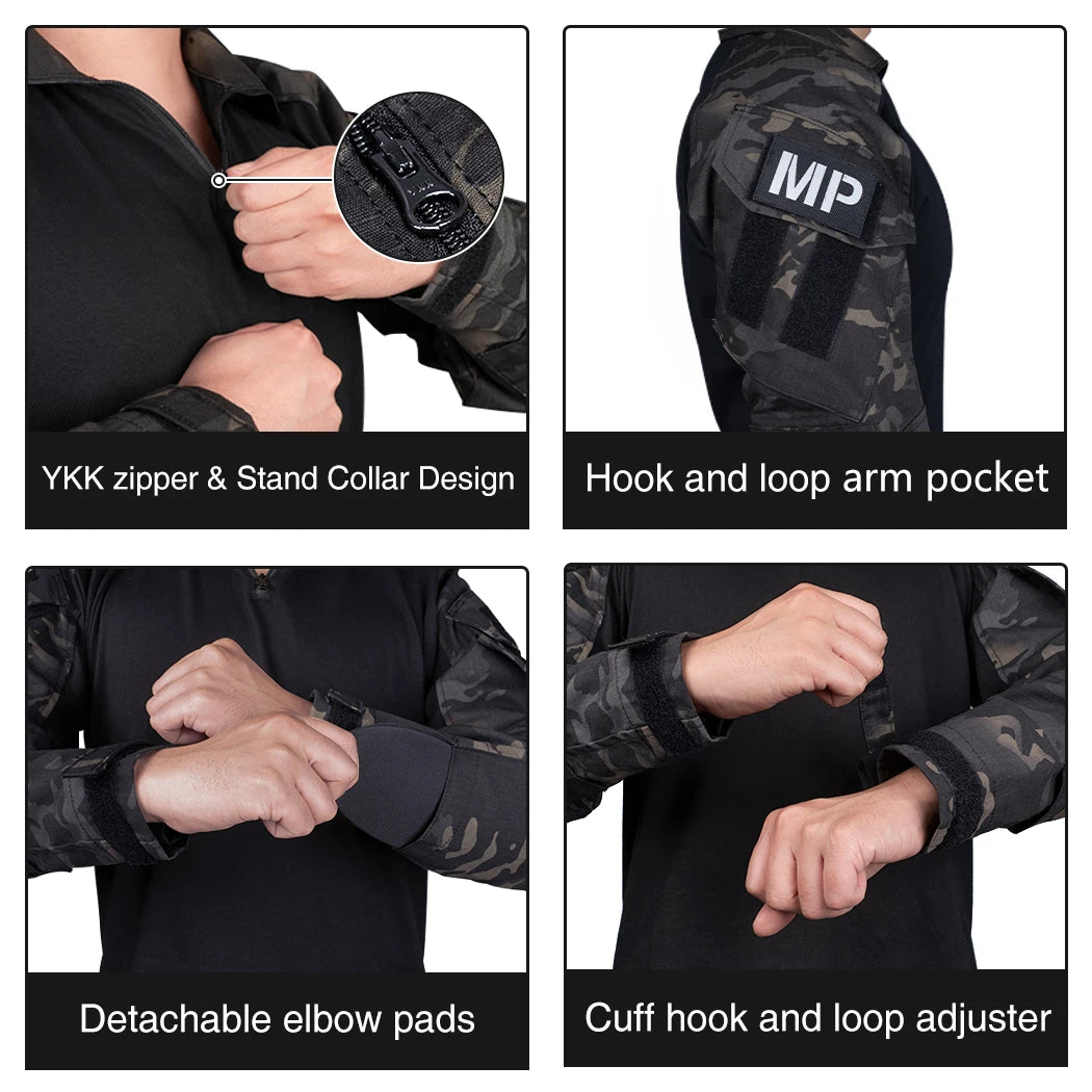 IDOGEAR Tactical Uniform BDU G3 Combat Shirt & Pants Knee Pads Update Ver Camo Combat Uniform 3004