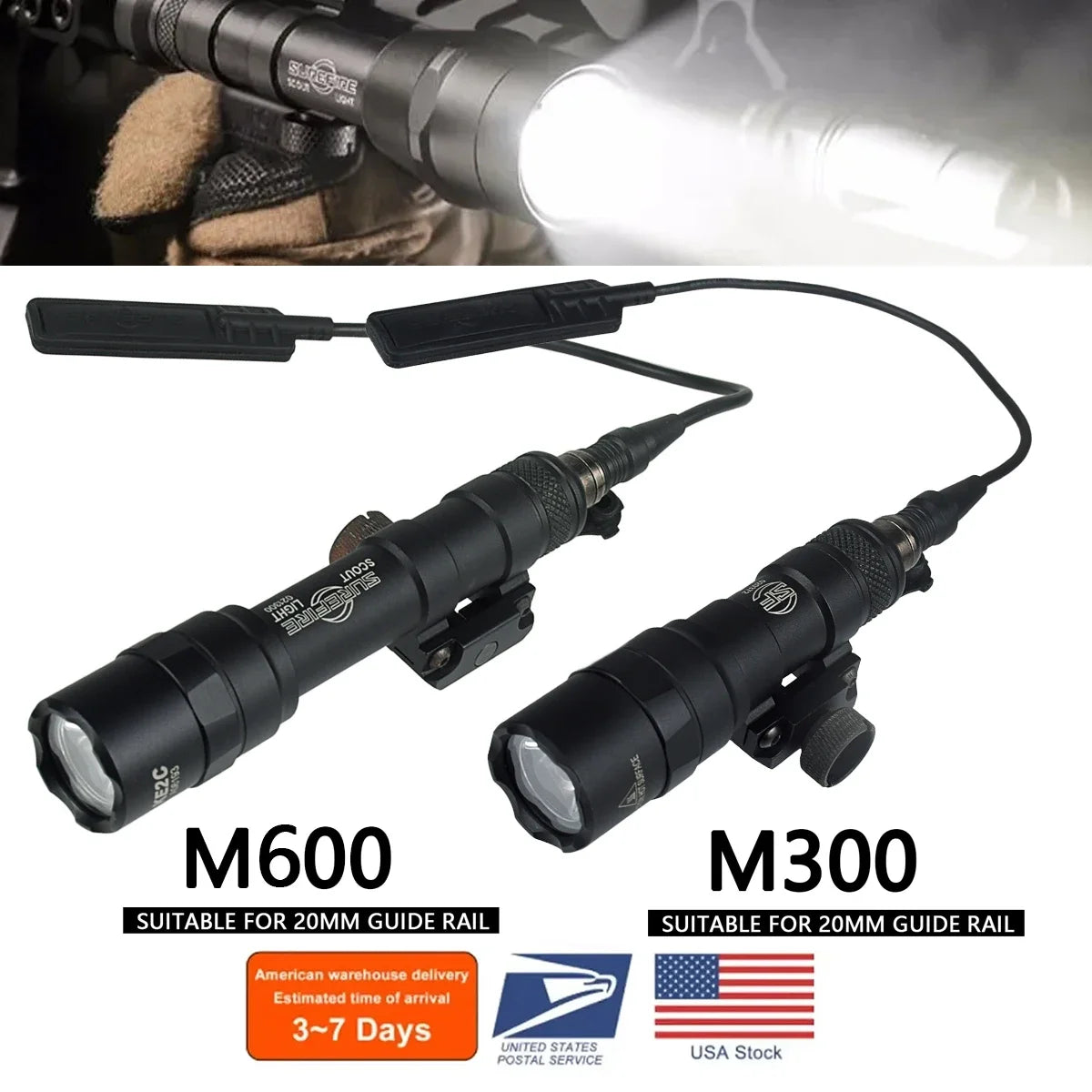 Tactical Surefire M300 M600 X300 Weapon Gun Light Remote Pressure Switch LED Flashlight Torch Airsoft AR15 Hunting Rifle Lantern