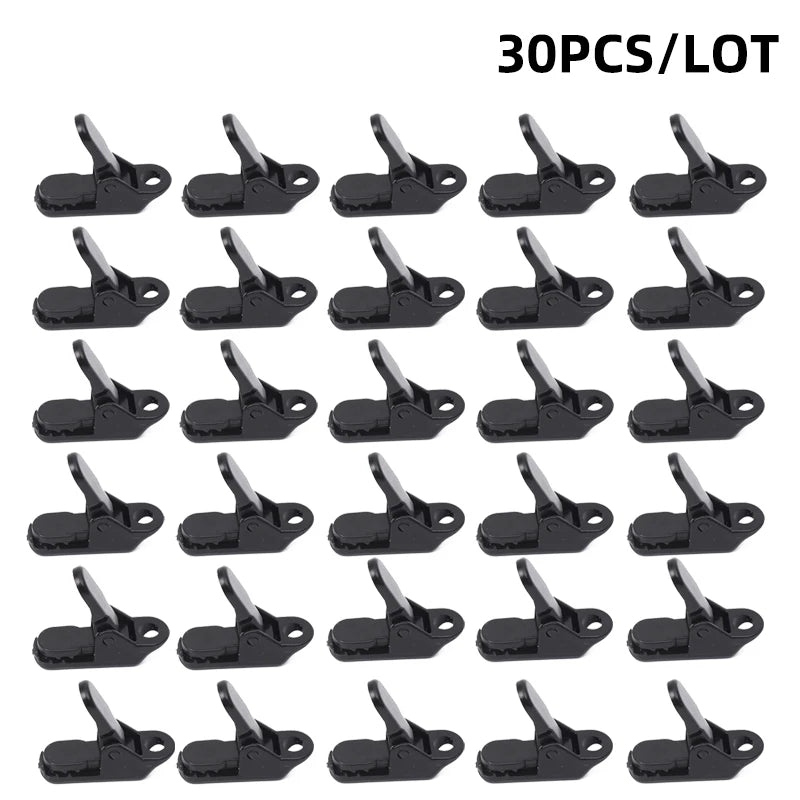 10Pcs/Lot Travel Outdoor Camping Plastic Double Hole Tent Rope Adjustable Buckle Curtain Alligator Clip Purse Tent Accessories