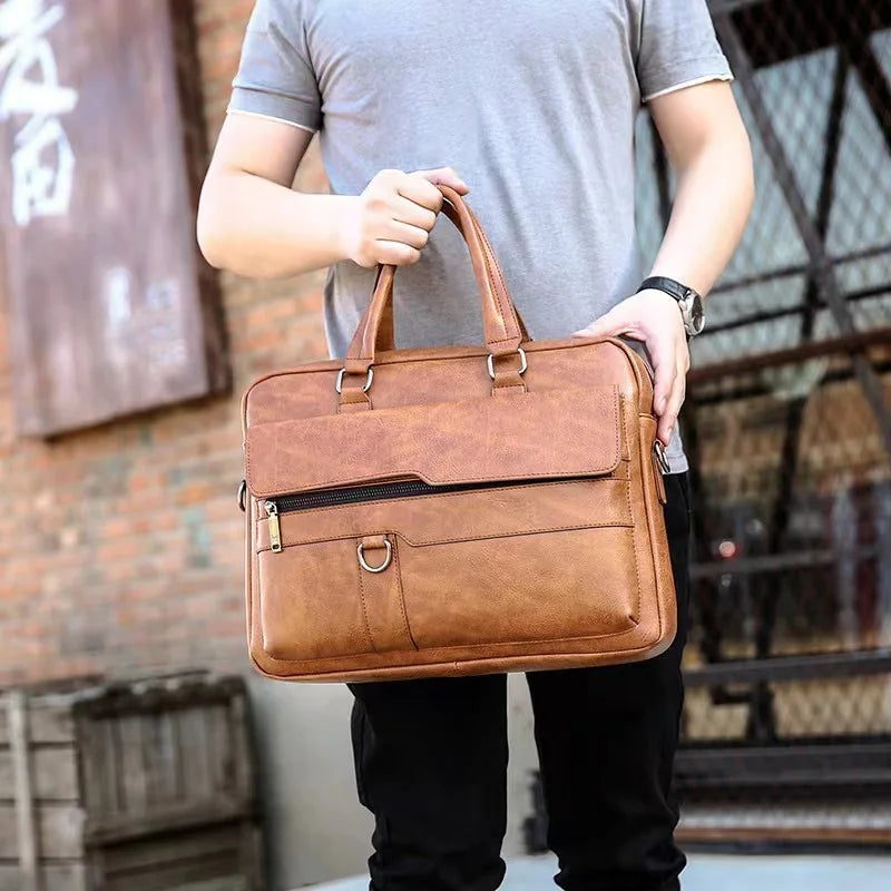 Men Genuine Leather Handbags Casual Leather Laptop Bags Male Business Travel Messenger Bags Men's Crossbody Shoulder Bag