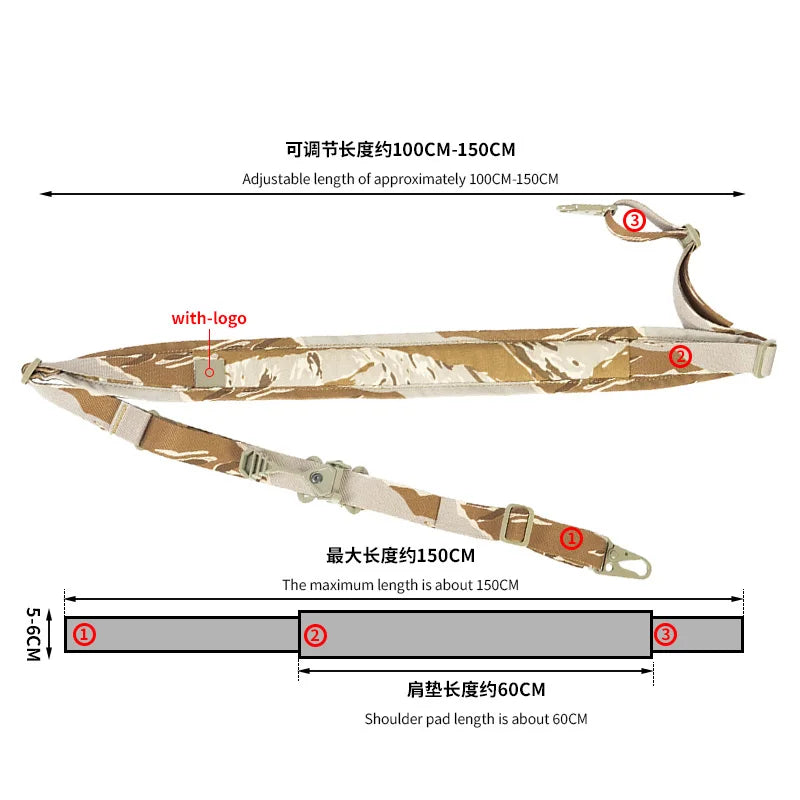 Tactical QD Quick Release Sling Shoulder Strap Weapon Gun 2 Points Connect Adjustable Rifle Strap Outdoor Camping Accessories