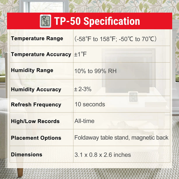 Thermopro TP50 Digital Thermometer Hygrometer Indoor Electronic Environmental Room Thermometer Weather Station For Home