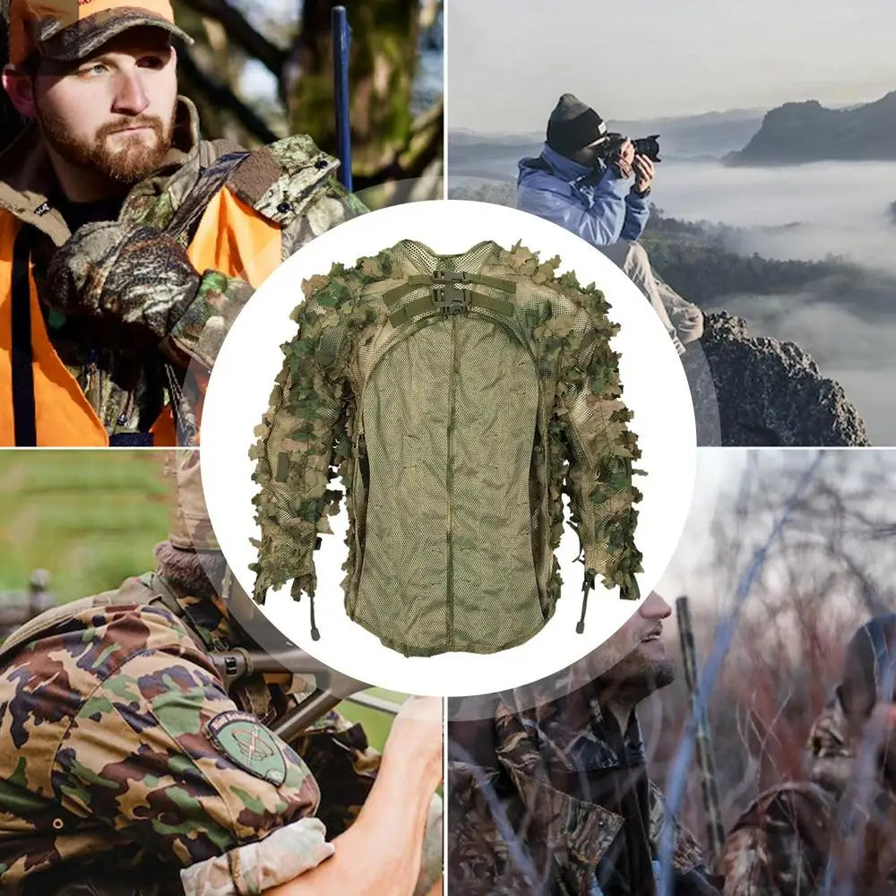 Ghillie Suit Breathable Ghillie Suit For Turkey Hunting Hunting Gear Camouflage Material Woodland Camouflage Jacket & Pants