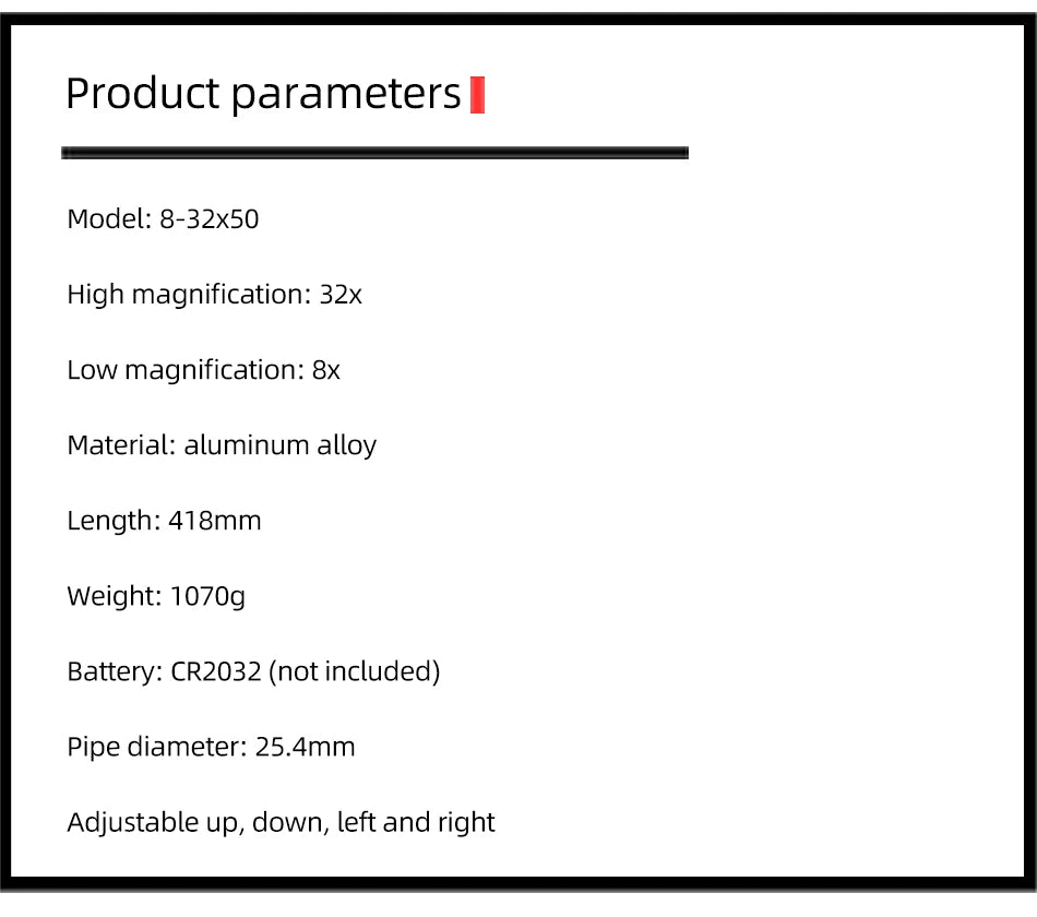 DIANA Tactical 8-32X50 AOE Scopes Rifle Optics Red Dot Green Compact Riflescopes Outdoor Hunting Scopes