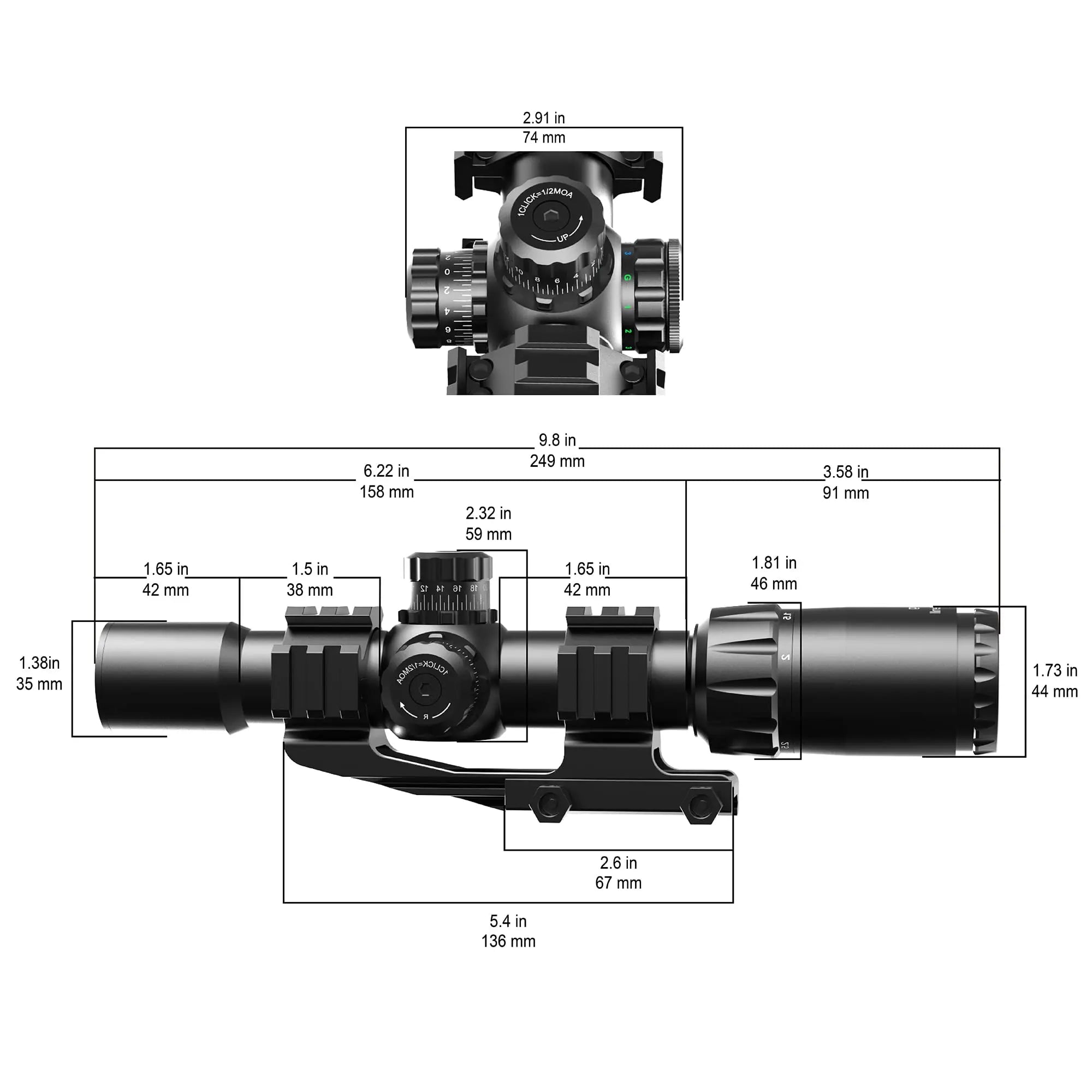 Vector Optics Mustang 1-4x30 SFP Riflescope LPVO Optics With Turret Lock Red&Green&Blue Illumination Reticle Fit AR15 5.56 .223