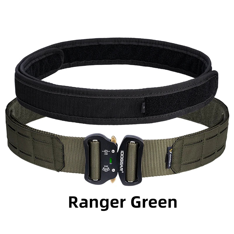 IDOGEAR 2 Inch Tactical Belt Quick Release Metal Buckle Laser MOLLE Mens Belts Camo 3415