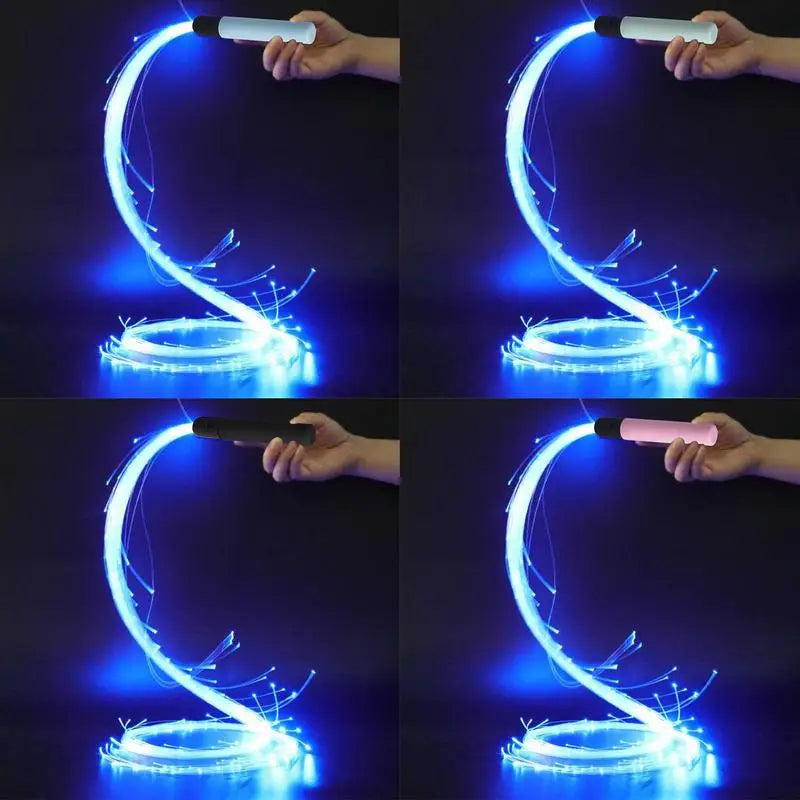 Colorful LED Fiber Optic Whip Light Disco RGB Dancing Glowing Whip Sparkle Flow String For Party Light Show Music Festival