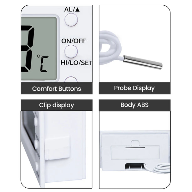 -50~300℃ Electronic Thermometer With Alarm Function LCD Digital Display 1M Temperature Sensor For Temperature Monitoring