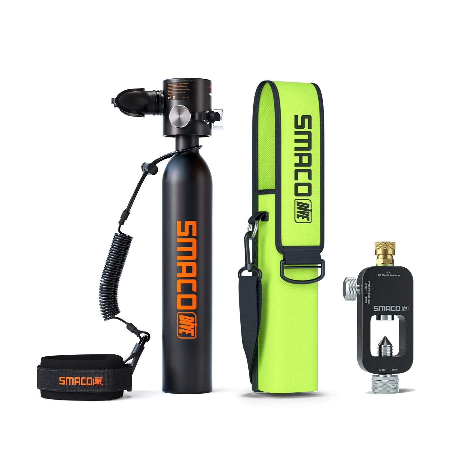 SMACO S300 Plus Mini Scuba Tank 0.5L Portable Mini Diving Tank Reusable Pony Bottle up to 10 Minutes Dive Time Backup Diving Air