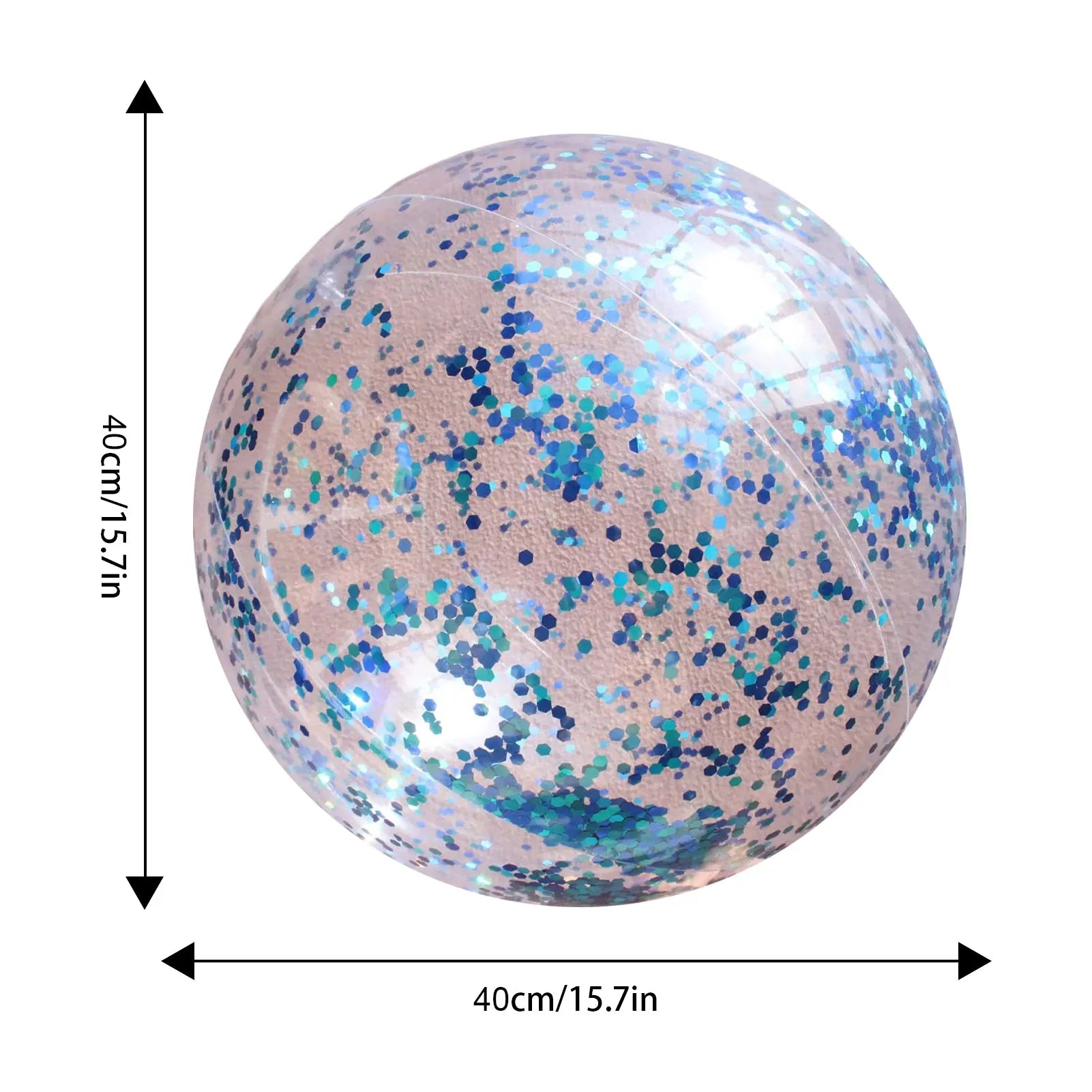 Glitter Beach Ball Inflatable 16-Inch Confetti Swim Pool Balls 16in Large Beach Balls For Kids Swimming Pool Party Favor Clear