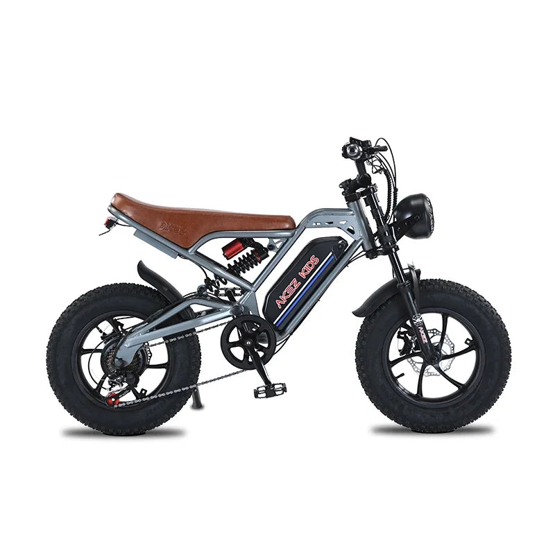 AKEZ 16inch Fat Tire electric bike kids to ride 350W Motor 36V 16AH Battery Full Suspension retro Electric Mountain Bicycle