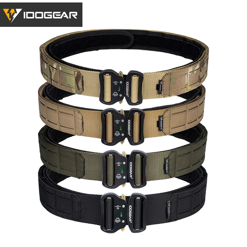 IDOGEAR 2 Inch Tactical Belt Quick Release Metal Buckle Laser MOLLE Mens Belts Camo 3415