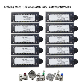 200Pcs/10Packs Dental Orthodontic Metal Brackets Braces Mini Roth/MBT 022/018 Hooks 345 Ortho Bracket Dentistry Materials