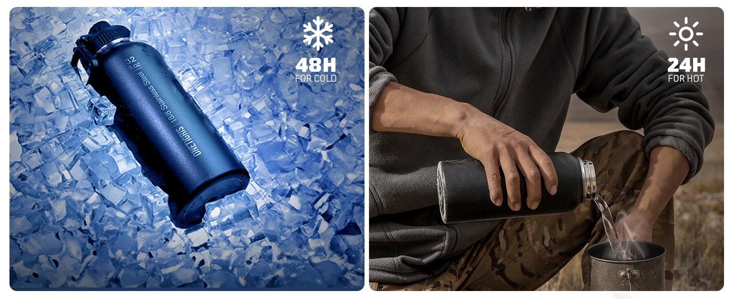 ONETIGRIS 32oz Insulated Water Bottle with Straw, 3 Lids, Sleeve, Leakproof Stainless Steel Thermos for Travel, Hiking, Gym