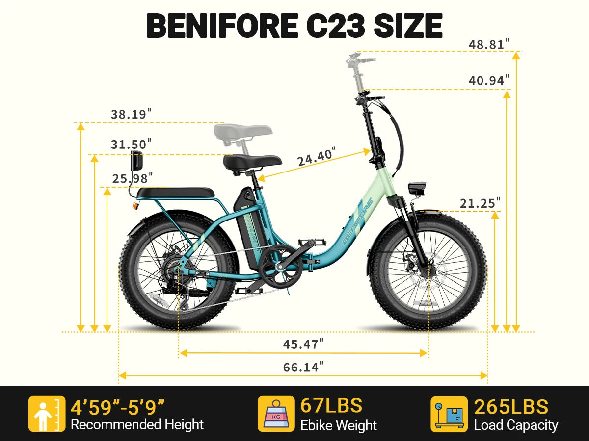 City E-Bike 750W Motor 48V15AH Battery with Seat Back + Footrest Electric Bike 26*3.0-inch Fat Tire NFC Unlock Electric Bicycle