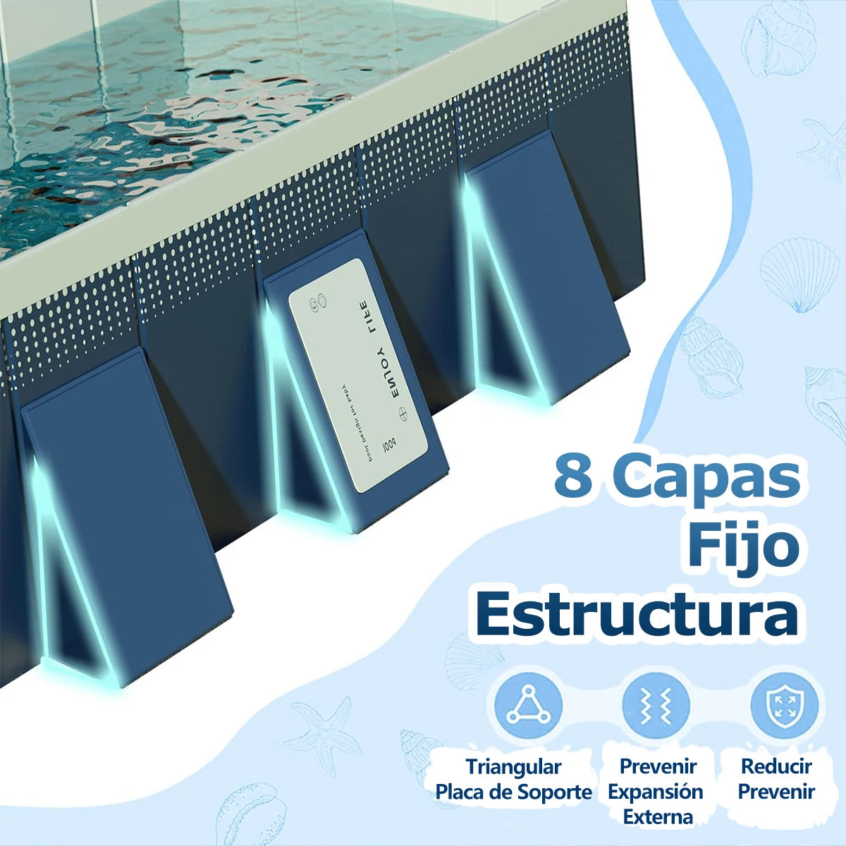 2.6/3m Foldable Large Rectangular Family Swimming Pool, Non-Inflatable, Easy Set-up, Suitable for Adults Kids Ideal for Outdoor