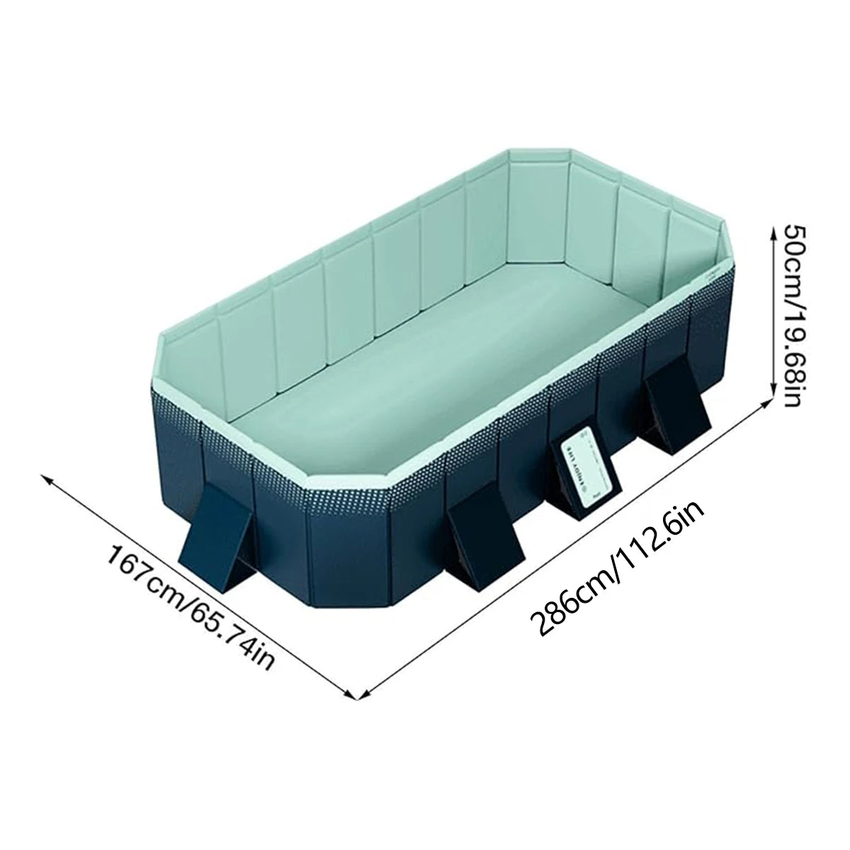 2.6/3m Foldable Large Rectangular Family Swimming Pool, Non-Inflatable, Easy Set-up, Suitable for Adults Kids Ideal for Outdoor
