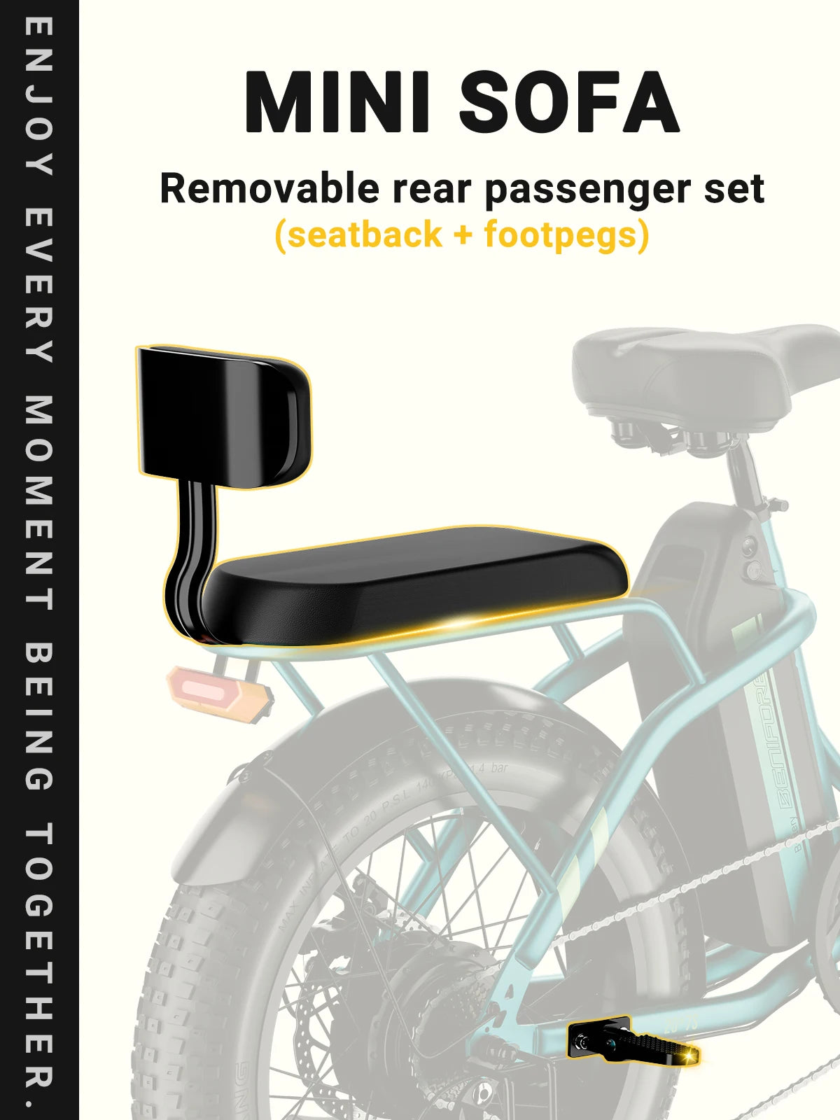 City E-Bike 750W Motor 48V15AH Battery with Seat Back + Footrest Electric Bike 26*3.0-inch Fat Tire NFC Unlock Electric Bicycle