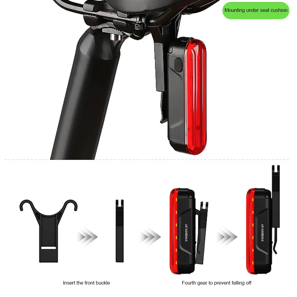 High Brightness Bike Rear Lamp USB Charging Bike Rear Night Light Brake Sensing Cycling Safety Warning Light for Bike Seat Post