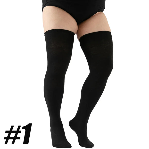 1Pair Plus Size Womens Thigh High Socks for Thick Thighs- Extra Long Striped Thick Over the Knee Socks- Leg Warmer Boot Socks
